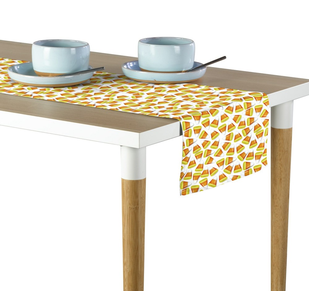 Halloween Candy Corn White Table Runner - 12"x72" or 14"x108"