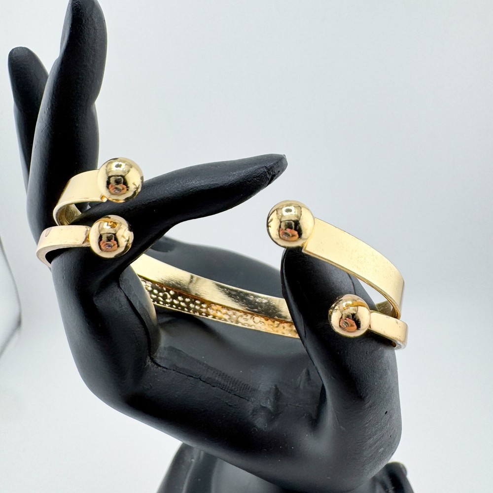 Vintage 2 Cuff Love Caviar Bead Bracelets Stack Layer Retro Minimalist