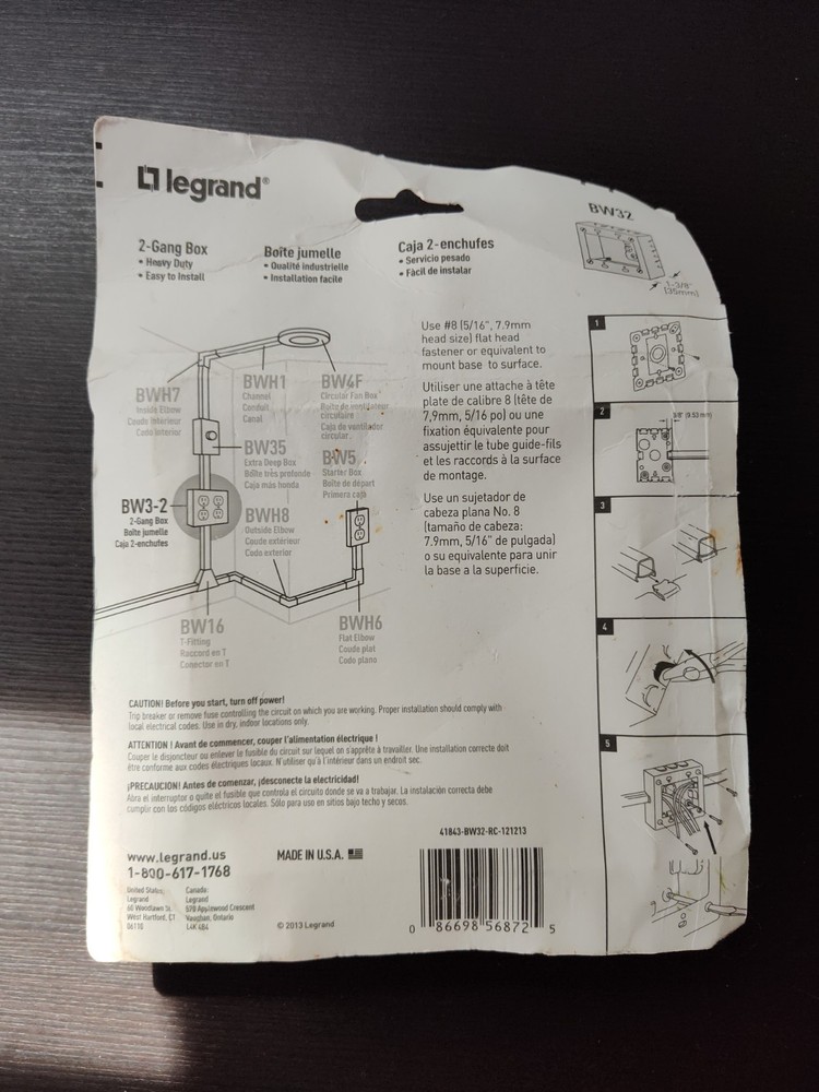 Legrand Wiremold Receptacle Box BW32