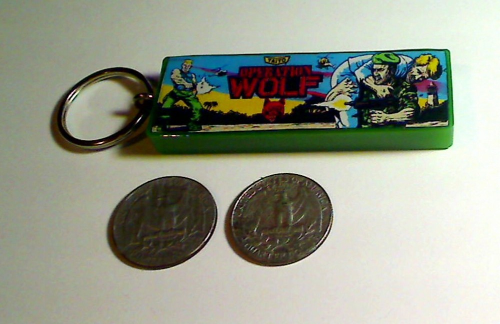Operation Wolf Arcade Marquee Coin Door accessory Keychain