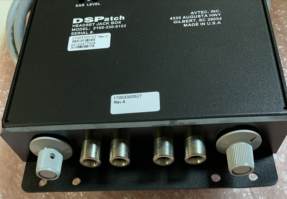 Avtec Inc. DSPatch Headset Jack Box, Model: 2100-330-0102