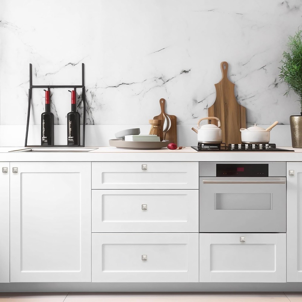 15 Pack Brushed Nickel Cabinet Knobs - 1.2" Square Drawer Knobs for Kitchen, ...