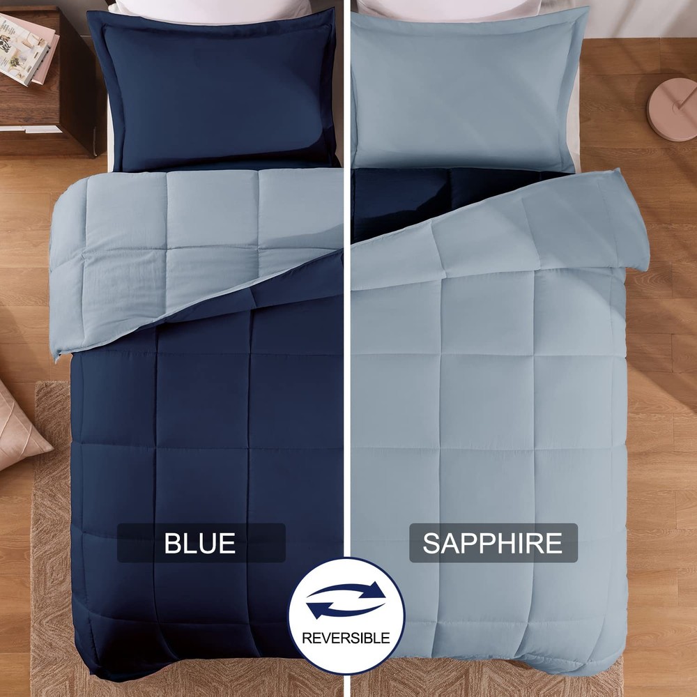 Beyond Basic King Comforter Set - Fluffy All Seasons Reversible - Blue/Sapphi...