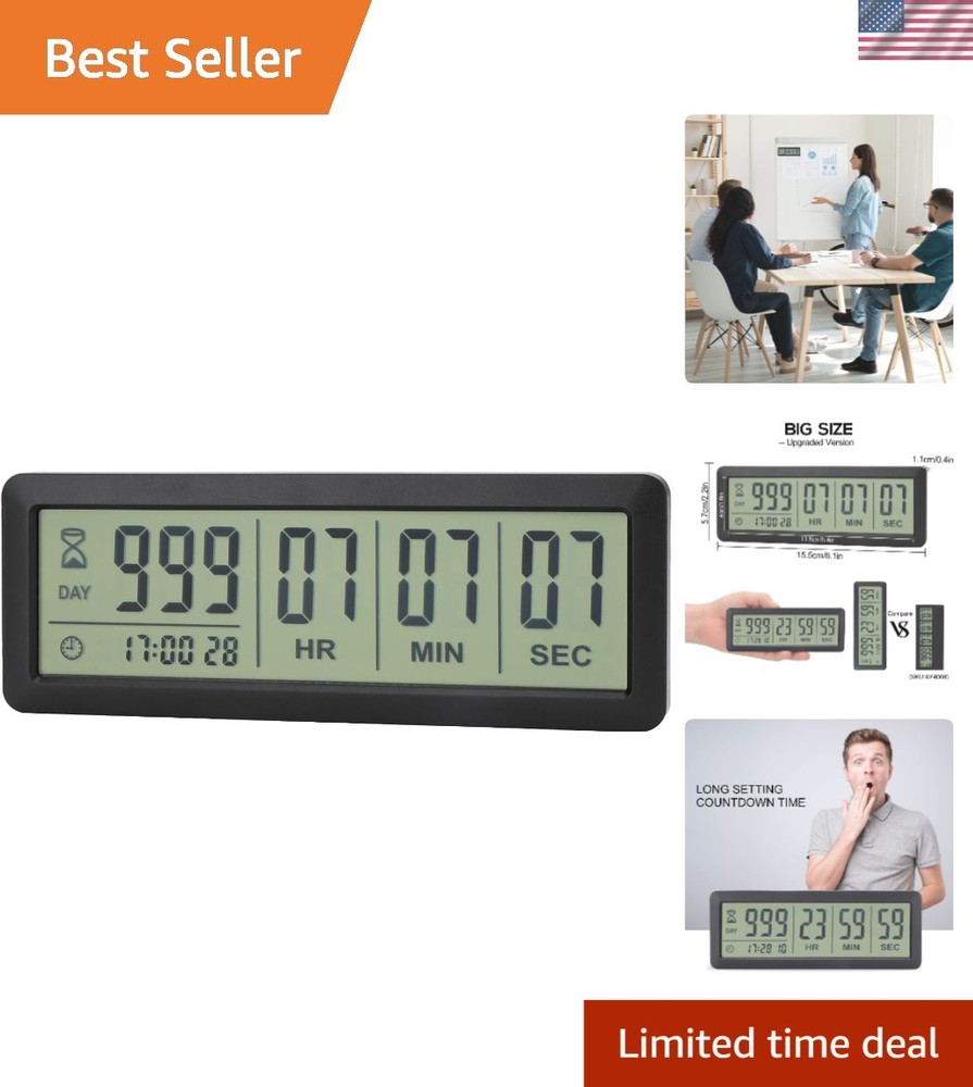 Versatile Digital Countdown Timer with 12/24-Hour Display - Functional & Stylish