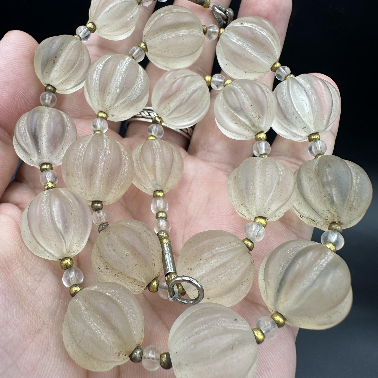 Himalayan Regions Old Crystals Beads Carving Necklace