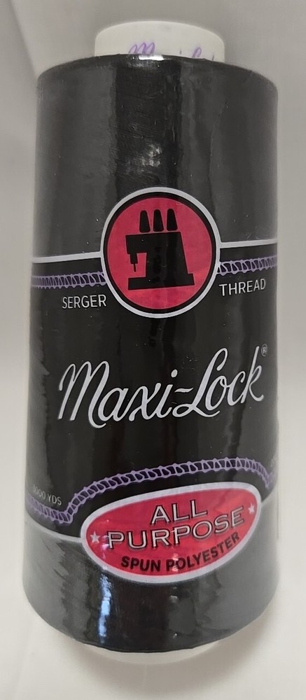 Maxi-Lock ~ Serger Thread - Black 3000 yd All Purpose Spun Polyester NEW!