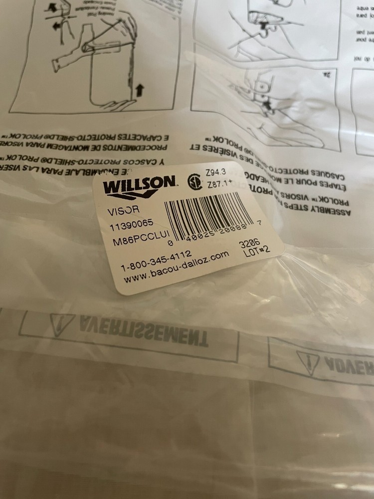 Willson Protecto Protective Splash Shield Prolok Face Gear Visor Faceshield Z87