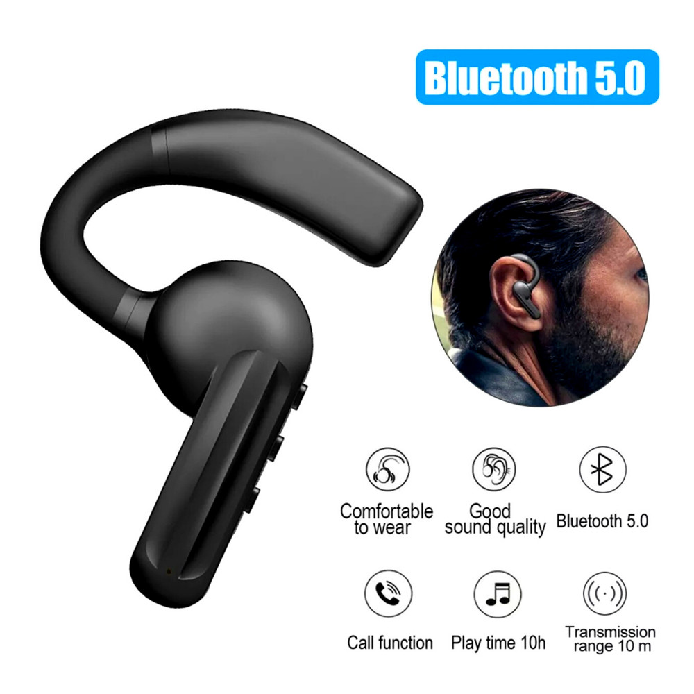 Wireless Headset Bluetooth Stereo Earpiece Noise Cancelling Microphone Ear Hook