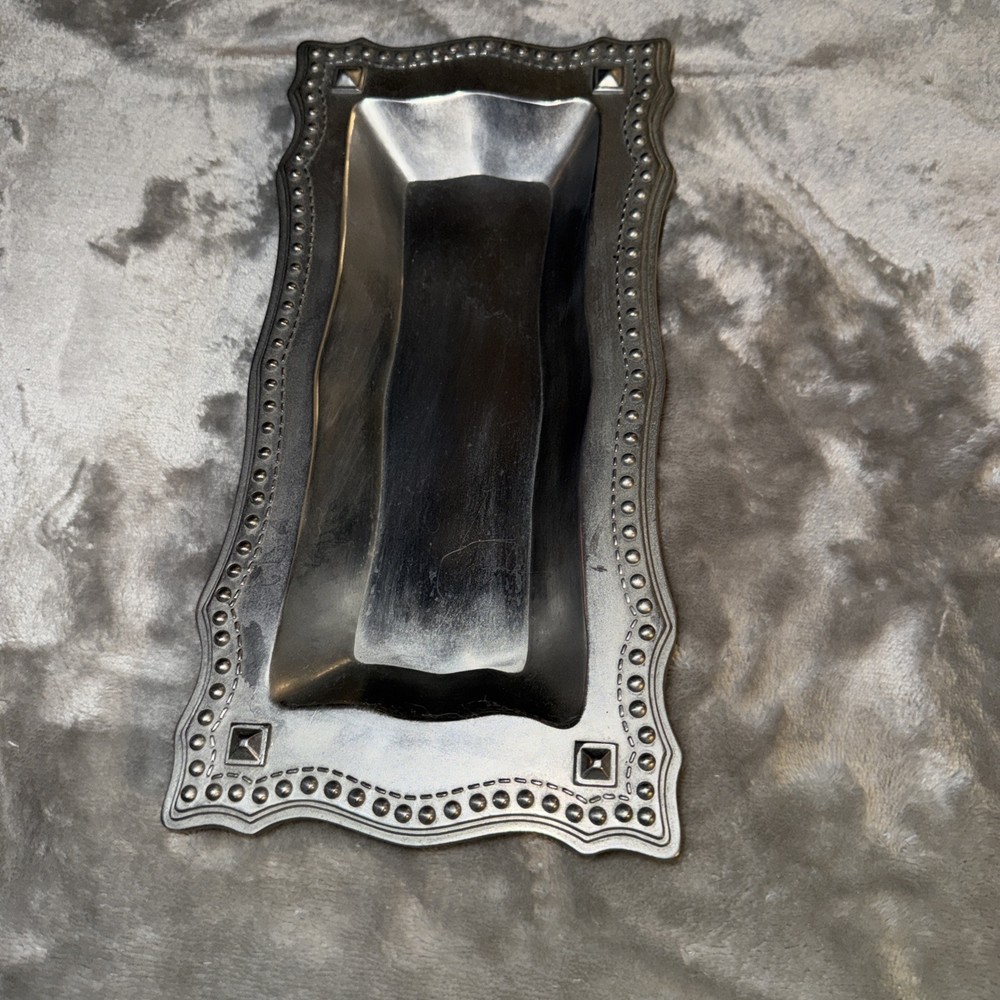 Dillard’s Reba Mcentire Silver Plated Serving Tray Western Dot
