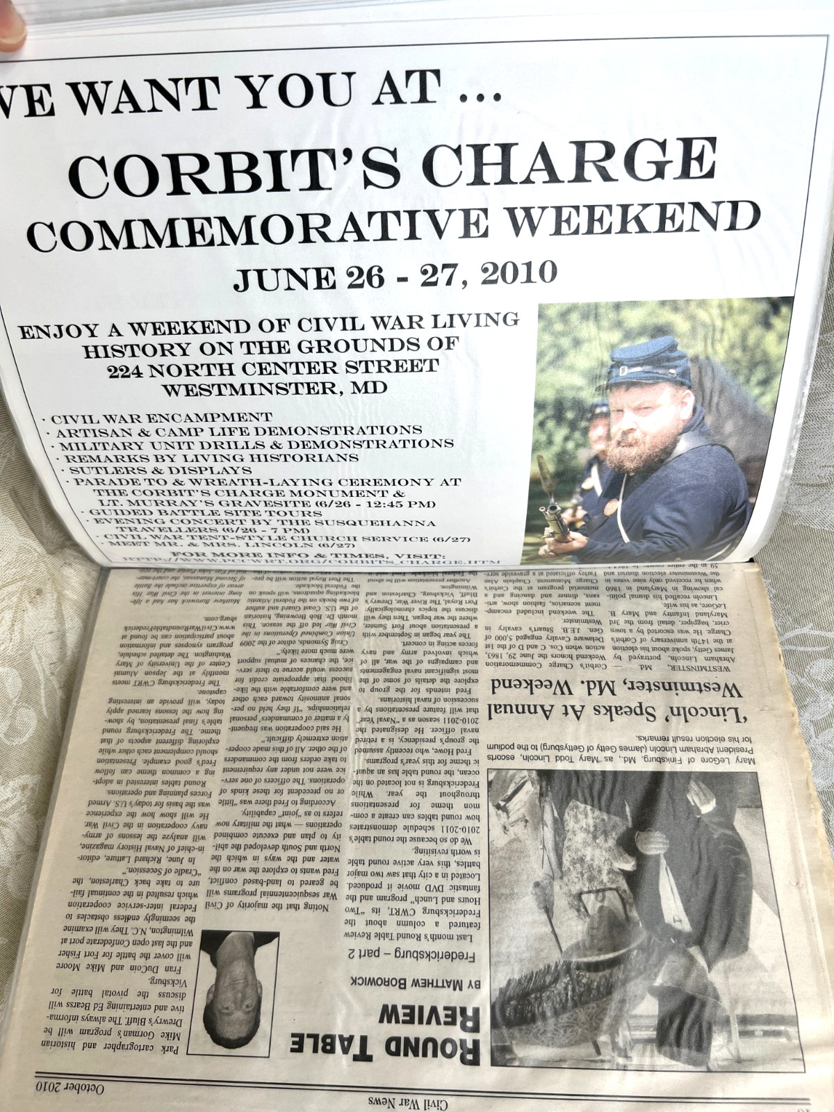 Civil War Binder, Battle of Westminster June 29th 1863, 2010-11 Reenactments