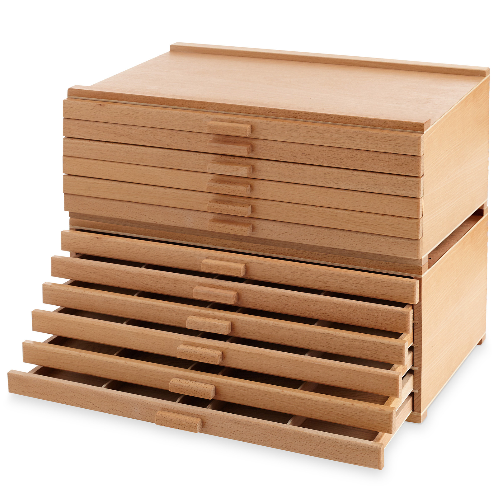 12-Drawer Wooden Storage Box Organizer for Art Pastels & Tools