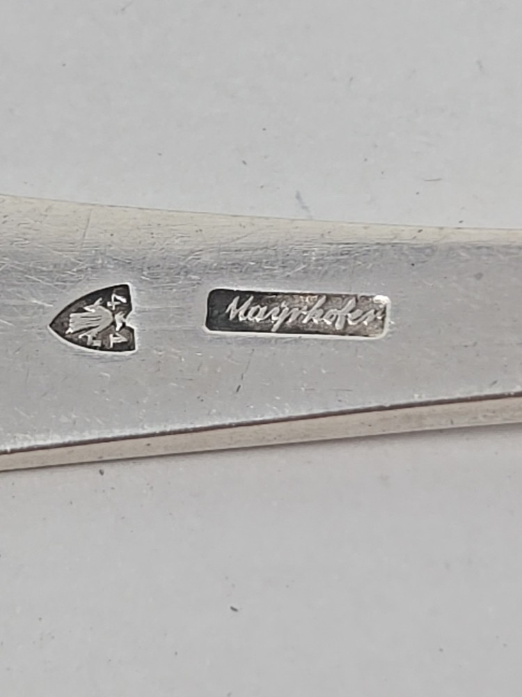 Bartolome Mayerhofer Silver Serving Spoon C. 1841, 8 5/8" Munich Germany