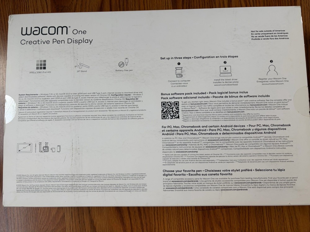 Wacom One Creative Pen Display Graphics Tablet USB Connectivity