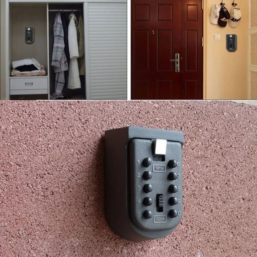 Key Safe Storage Box 10-Digit Combination Lock Weatherproof Wall Mount