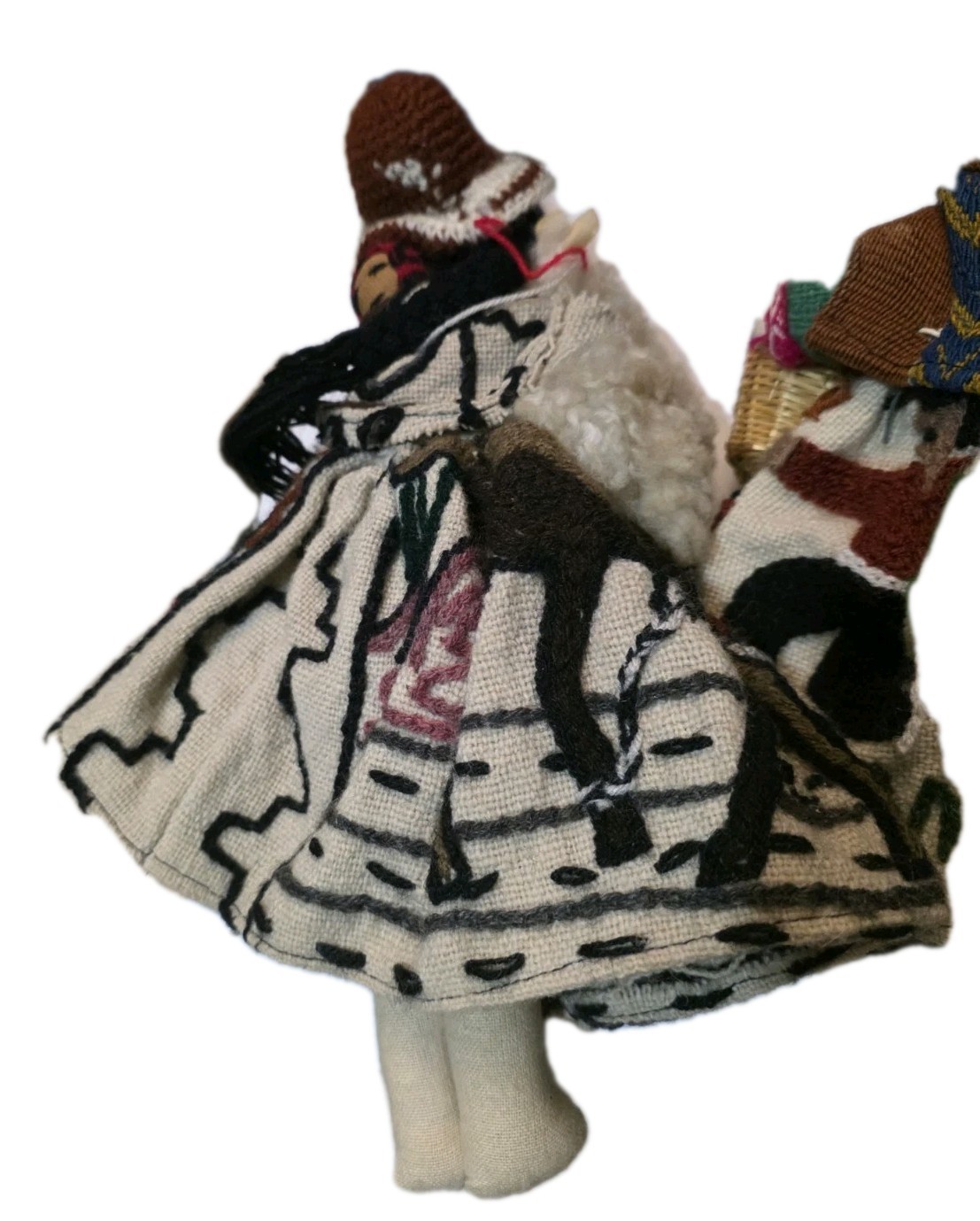 3 Handmade Peruvian Folk Art Dolls Traditional Andean Textile Clothing Vintage