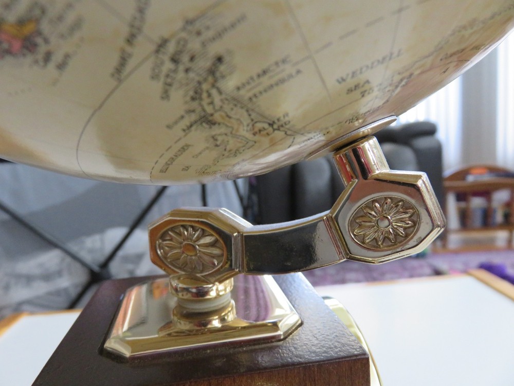Replogle Wood Desk Globe - Thermometer, Barometer, & Hygrometer - Marked "Fedex"