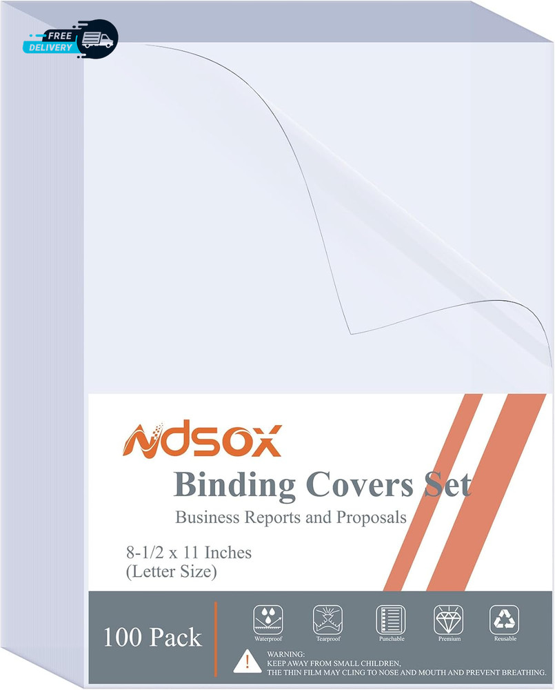 100 Pack Clear Binding Covers 8 Mil Polycover Report Cover Sheets