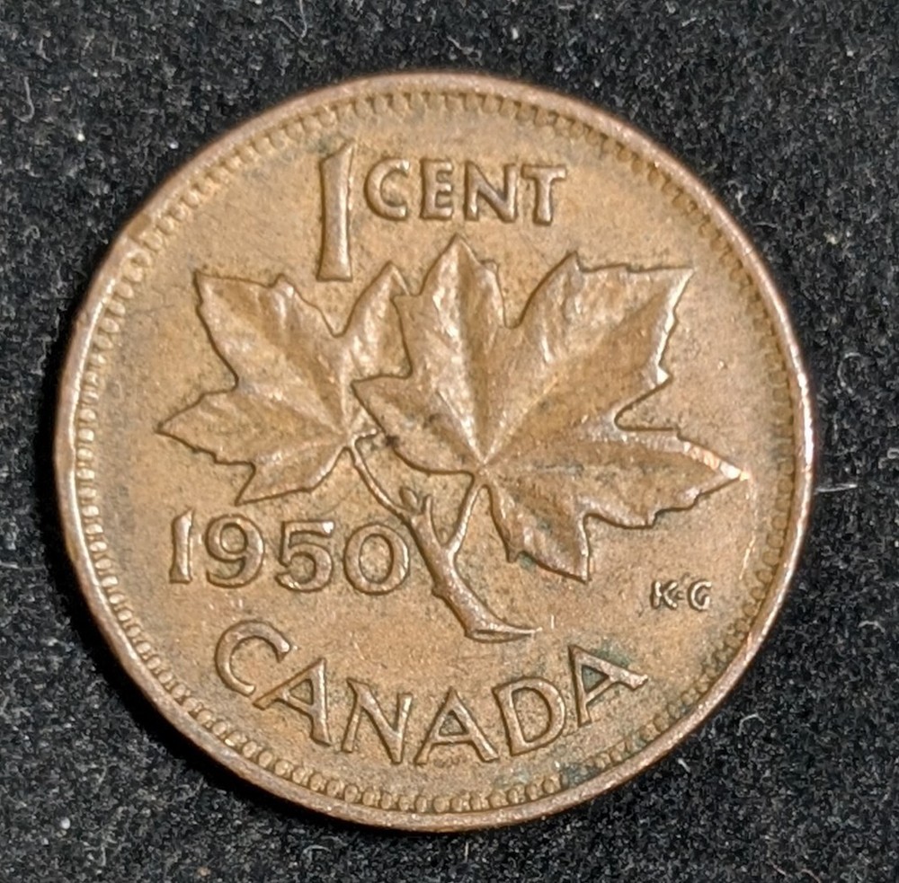 1950 Canada 1 Cent Circulated KM# 41 Brown
