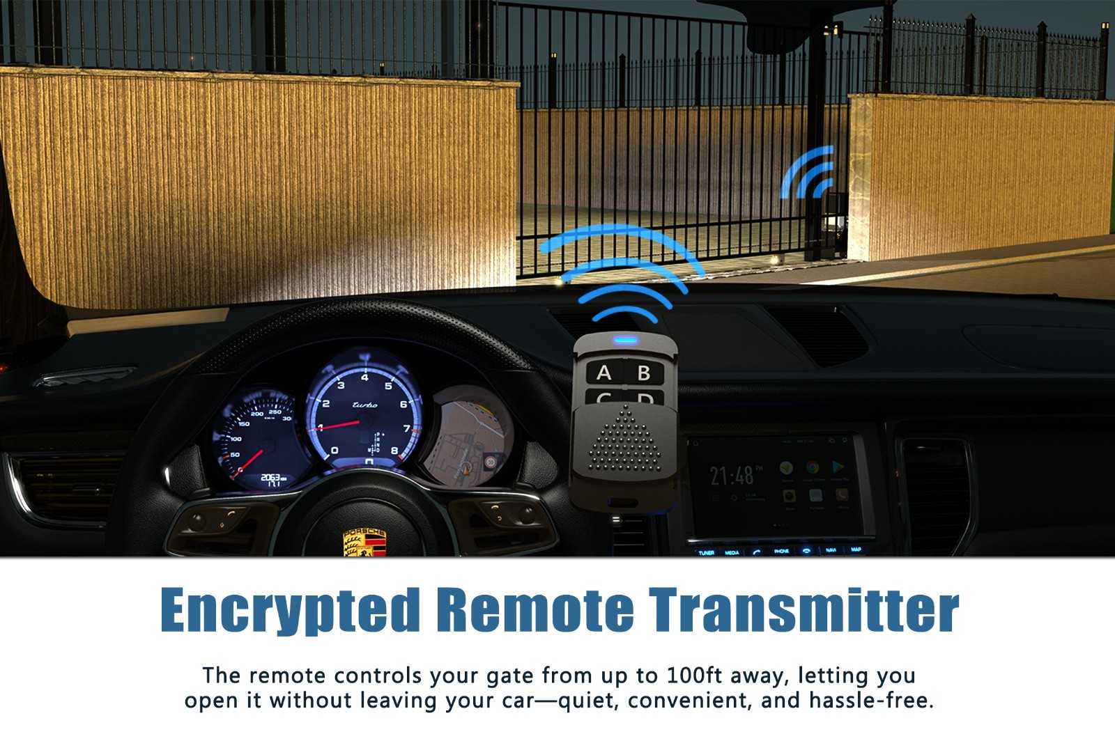 Blütezeit Automatic Chain Sliding Gate Opener 1100lb w/2 Remotes & 16.4ft Chain