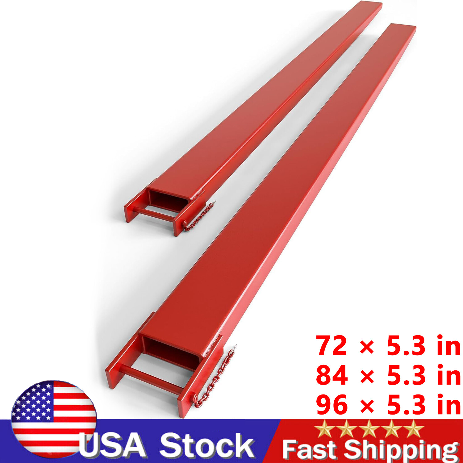 2X Forklift Pallet Fork Extension 5500LBS W/ Tire Chain Heavy Duty Alloy Steel