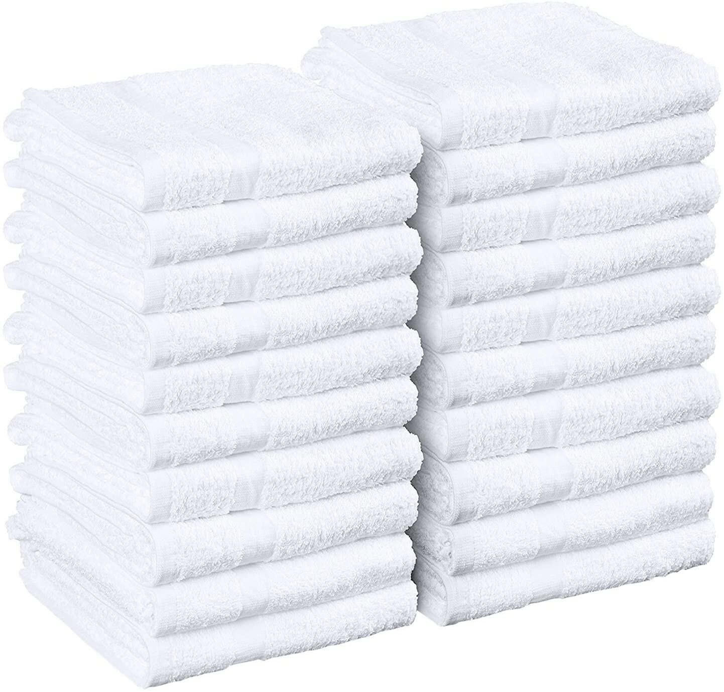 Salon Towels 100% Cotton Towel Pack Of 24 White Gym Spa Towel in 16x27 inches.