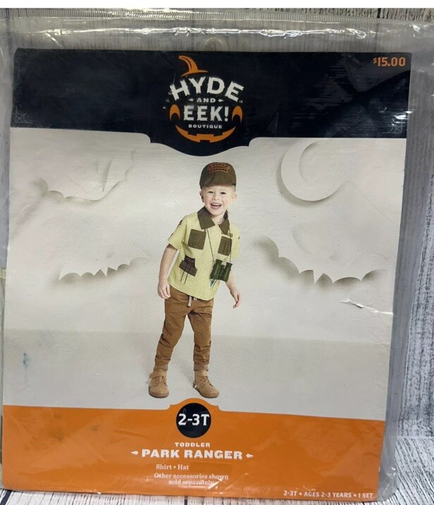 Hyde & Eek Park Ranger Costume Toddler Sz 2-3T Halloween Shirt & Hat Dress Up