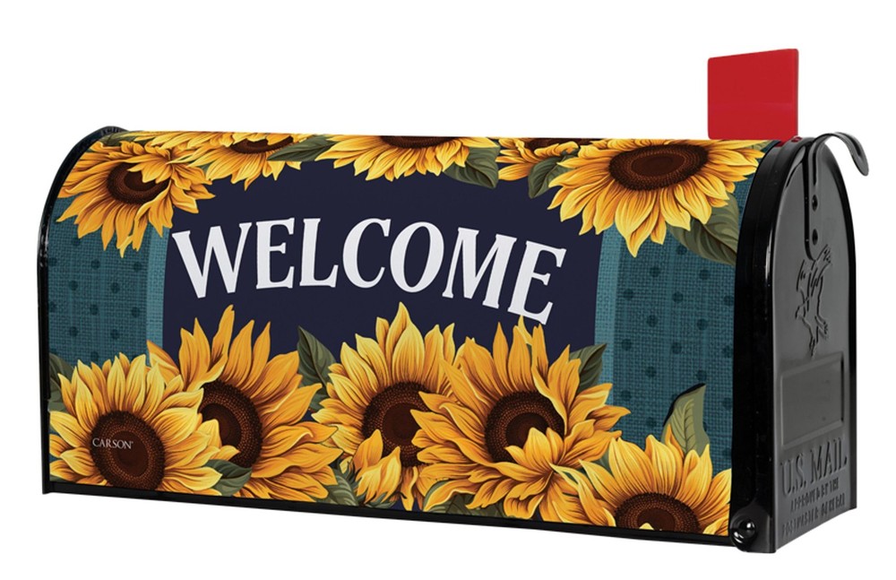 Welcome Sunflower Nylon Mailbox Cover