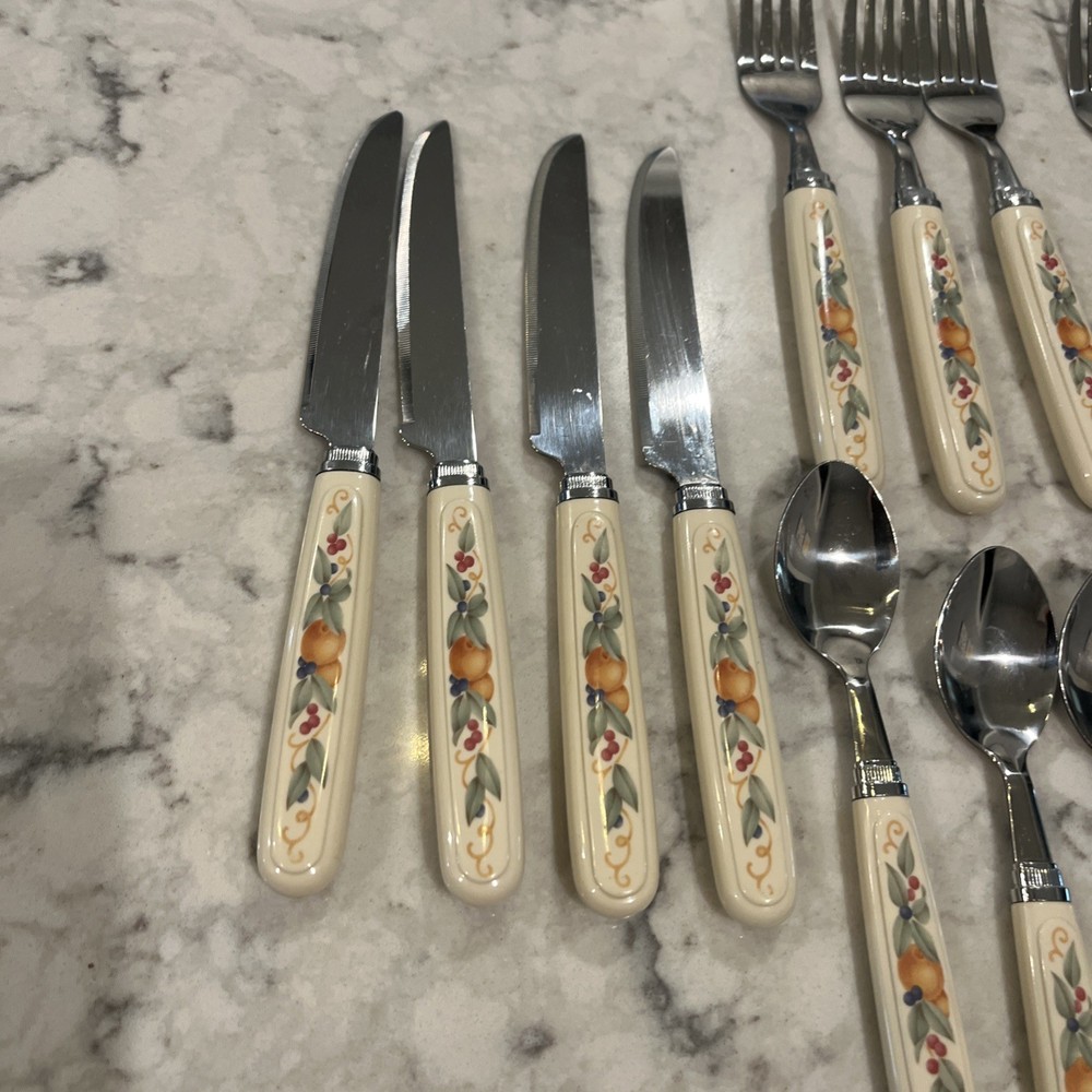 20 Piece CORELLE Pattern ABUNDANCE Fruit FLATWARE Silverware KNIFE Spoon FORK