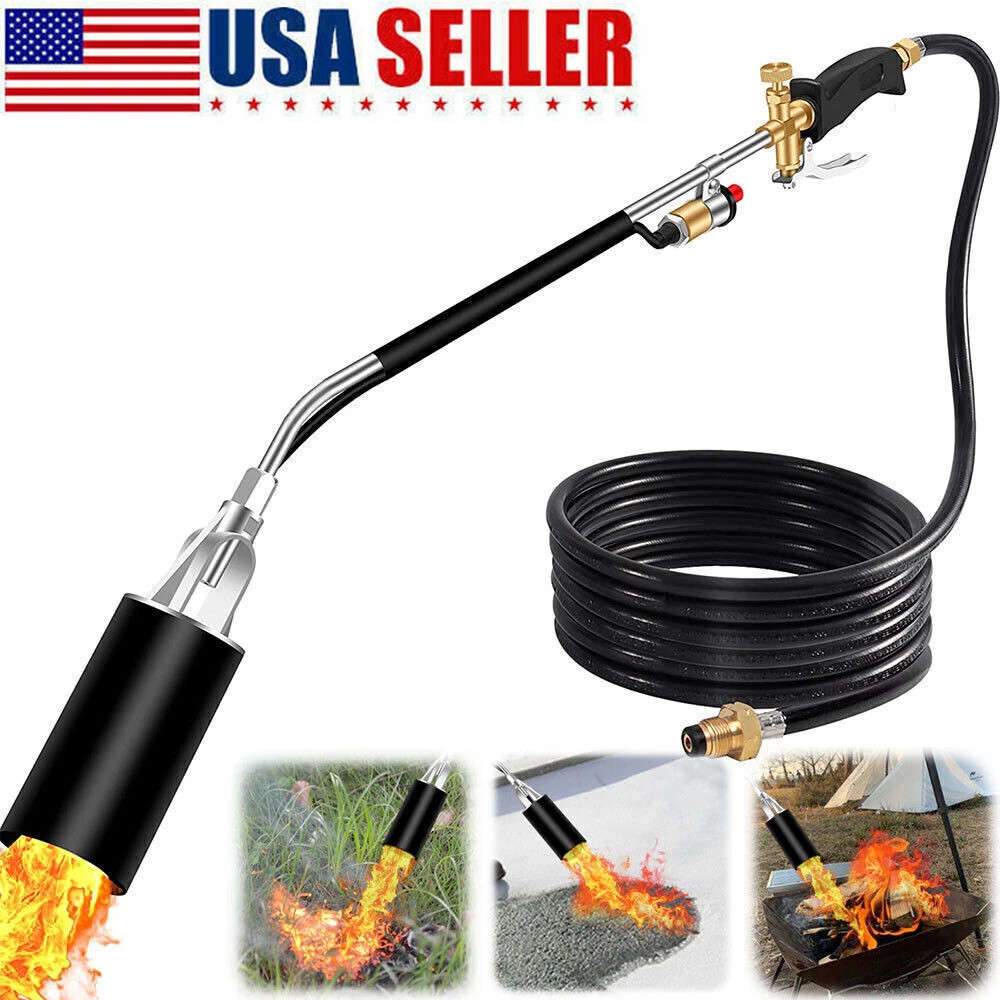Portable Propane Torch Weed Burner Ice Snow Melter Outdoor Flame Thrower w/ Hose
