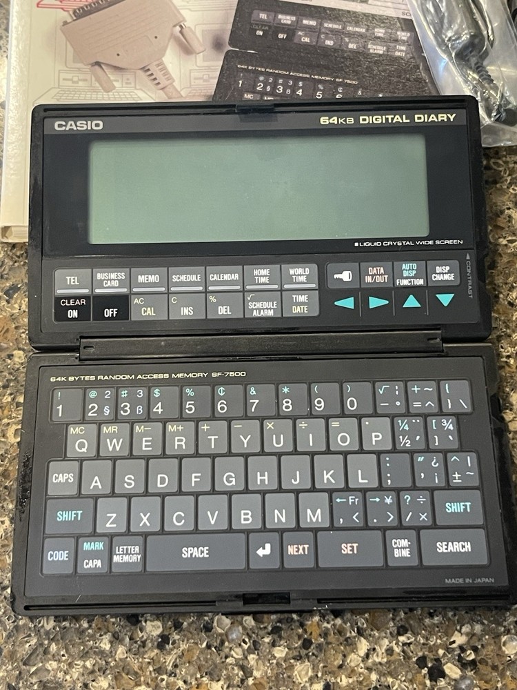 Casio Boss SF-7500 64KB DIGITAL DIARY w/cables, PC-Link, Xtra Software NEW