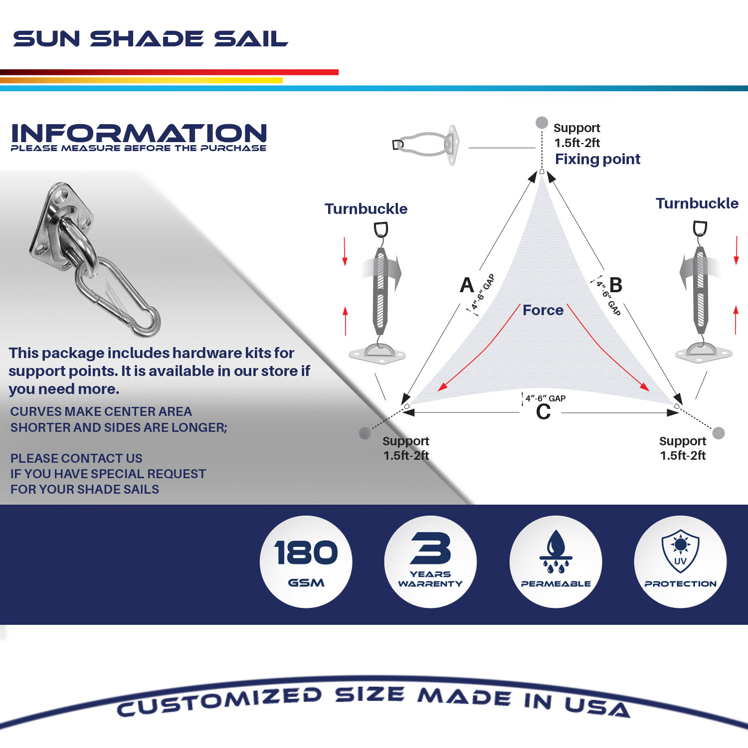 Sun Shade Sail Triangle Patio Awning Outdoor Garden Pool Canopy Shelter Cover