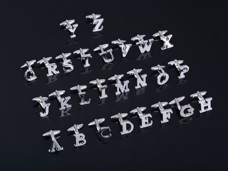 Initial Letter Monogram Stainless Steel Dress Shirt 1 Pair Cuff links USA Seller