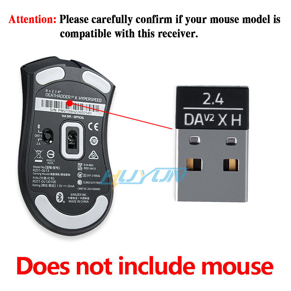 USB Receiver for Razer DeathAdder V2 X HyperSpeed Wireless Gaming Mouse Adapter