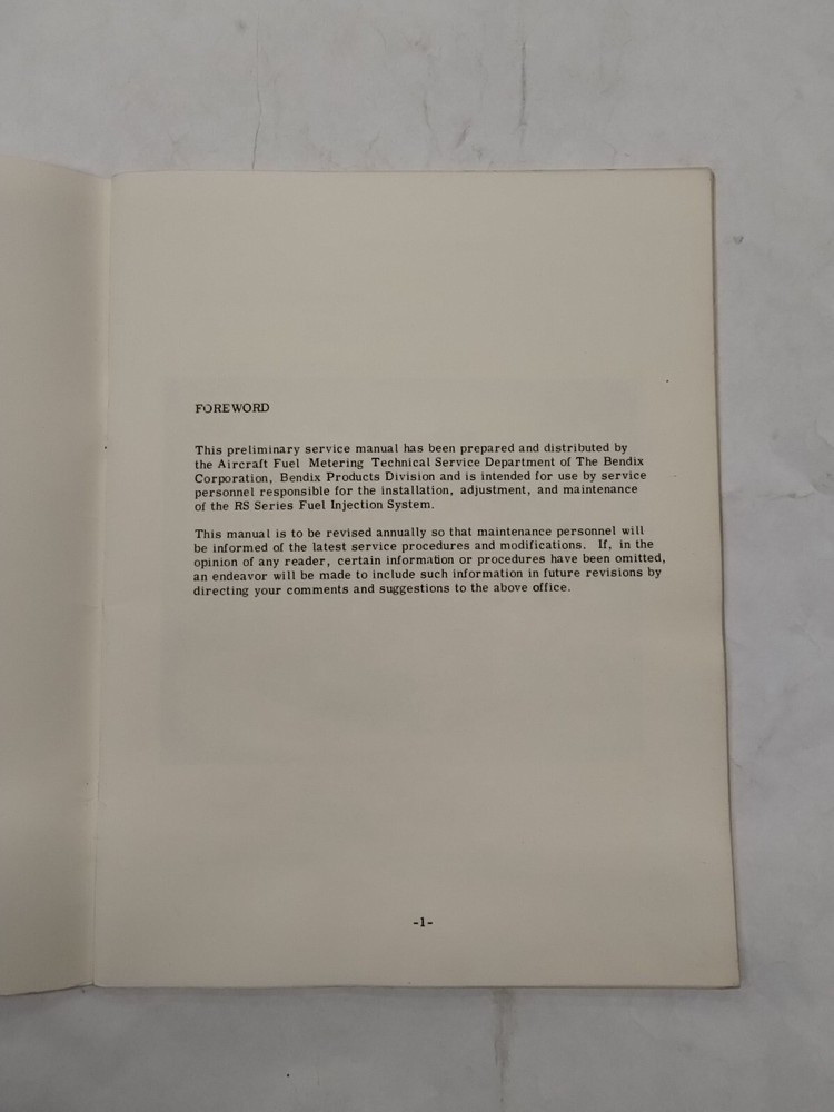 Bendix RS Fuel Injection System Preliminary Service Manual-Original