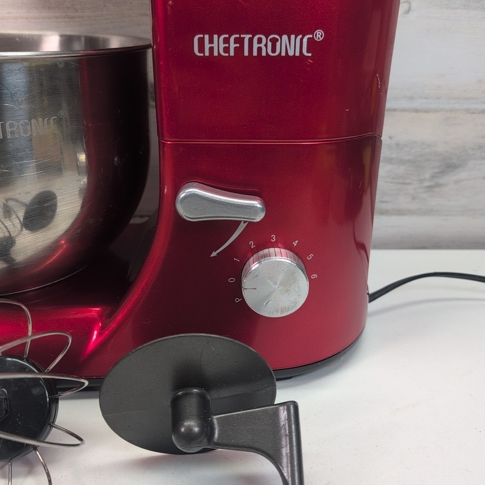 Cheftronic Stand Mixer Red Small Kitchen Appliance w/ Attachments