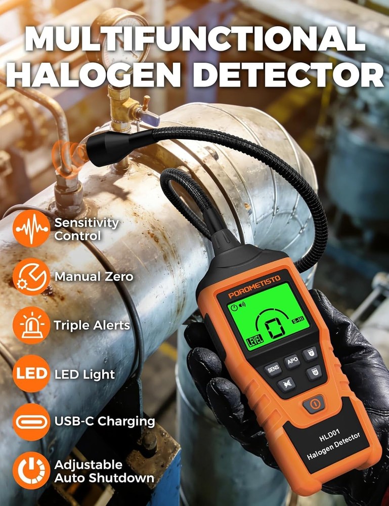 2 in 1 Rechargeable Halogen Detector HVAC ,Detect CFCs,HFCCS,HFCS,HF