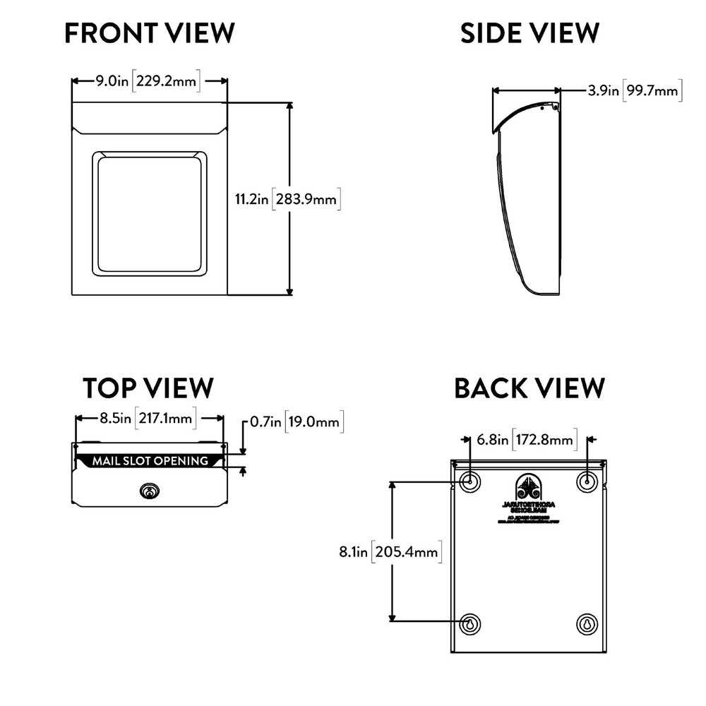Aspen™ Locking, Vertical Wall-Mounted Mailbox for Outside, Modern Metal Galva...