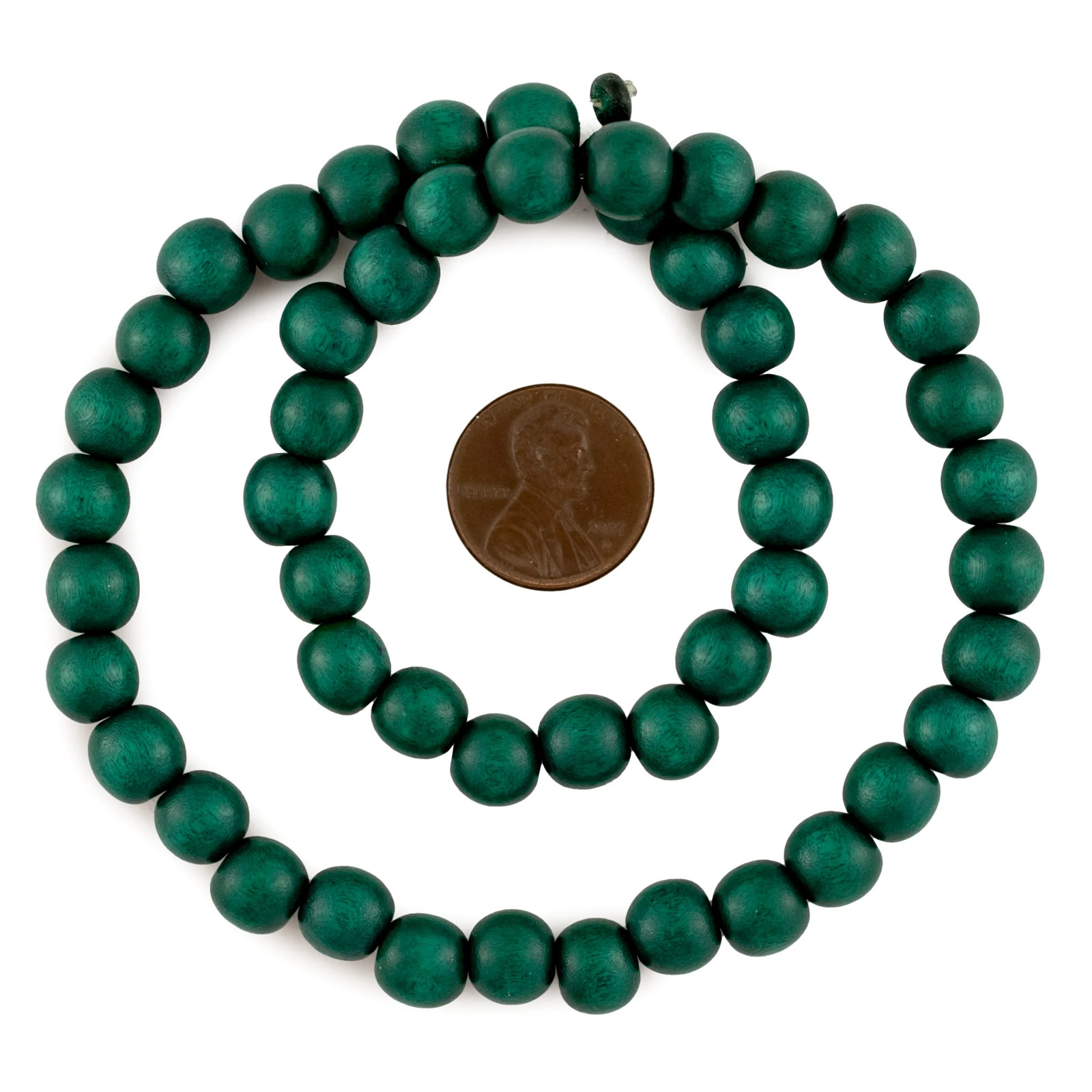 Clover Green Round Natural Wood Beads 8mm Large Hole 15 Inch Strand