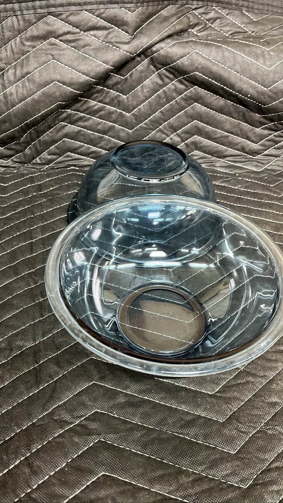 2 Clear Glass Mixing Serving Bowls Salad Prep Kitchen