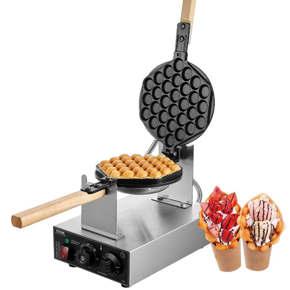Commercial Bubble Waffle Maker, 1400W Egg Pancake Baker Machine, Non-Stick Stain