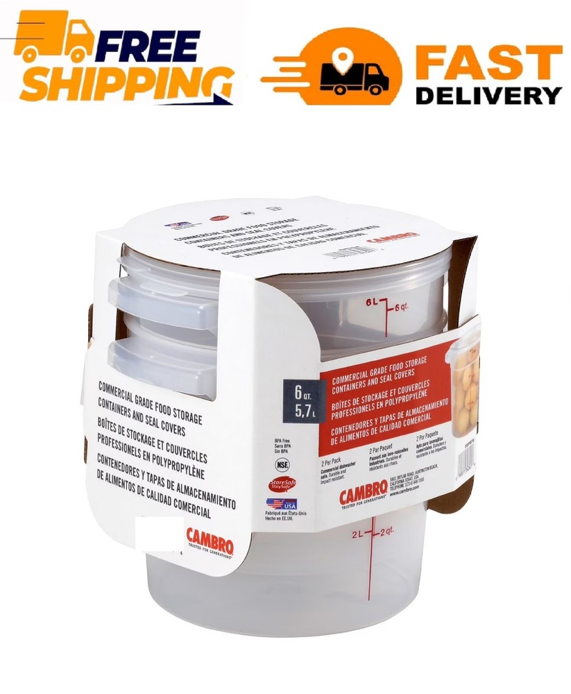 Cambro Round Translucent Container with Lid 6 qt., 2 pk.