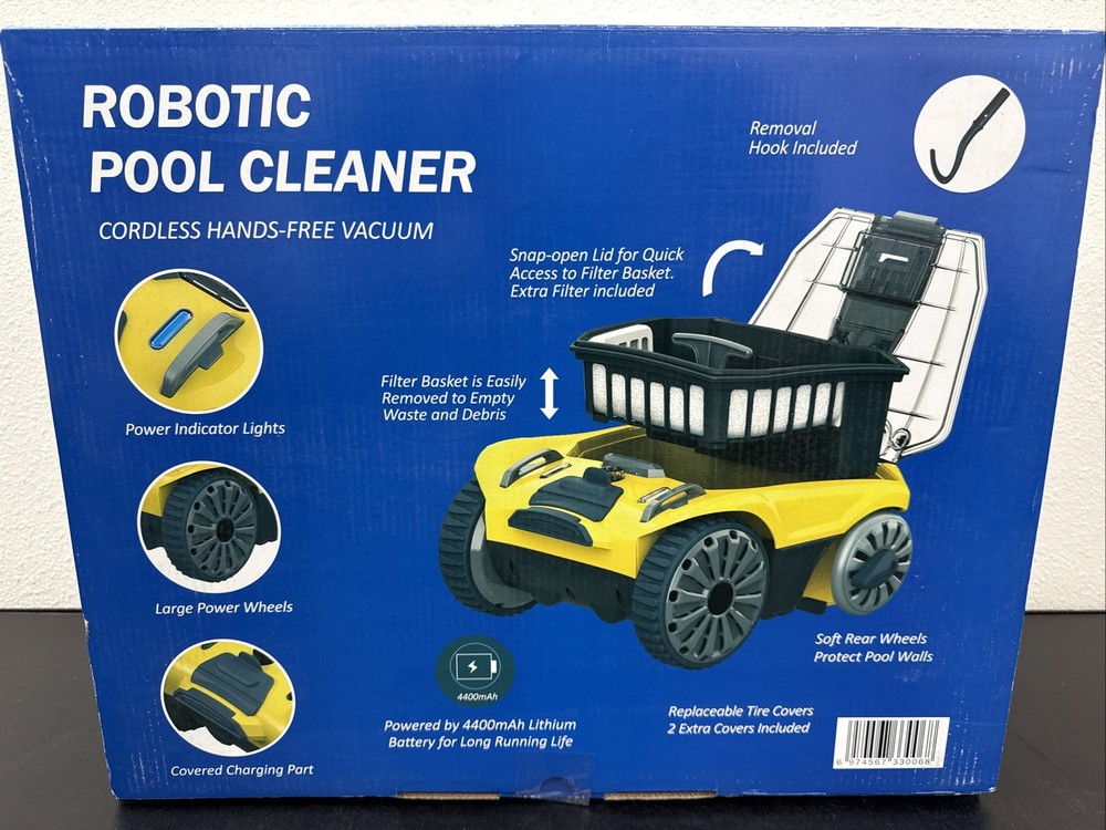 Cordless Robotic Pool Cleaner Hand-Free Automatic Vacuum