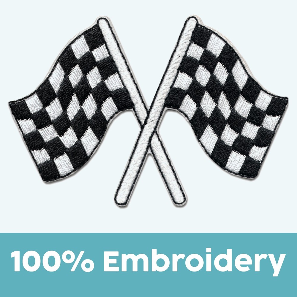 Racing Flags Patches (2-Pack) Flag Embroidered Iron on Patch Applique