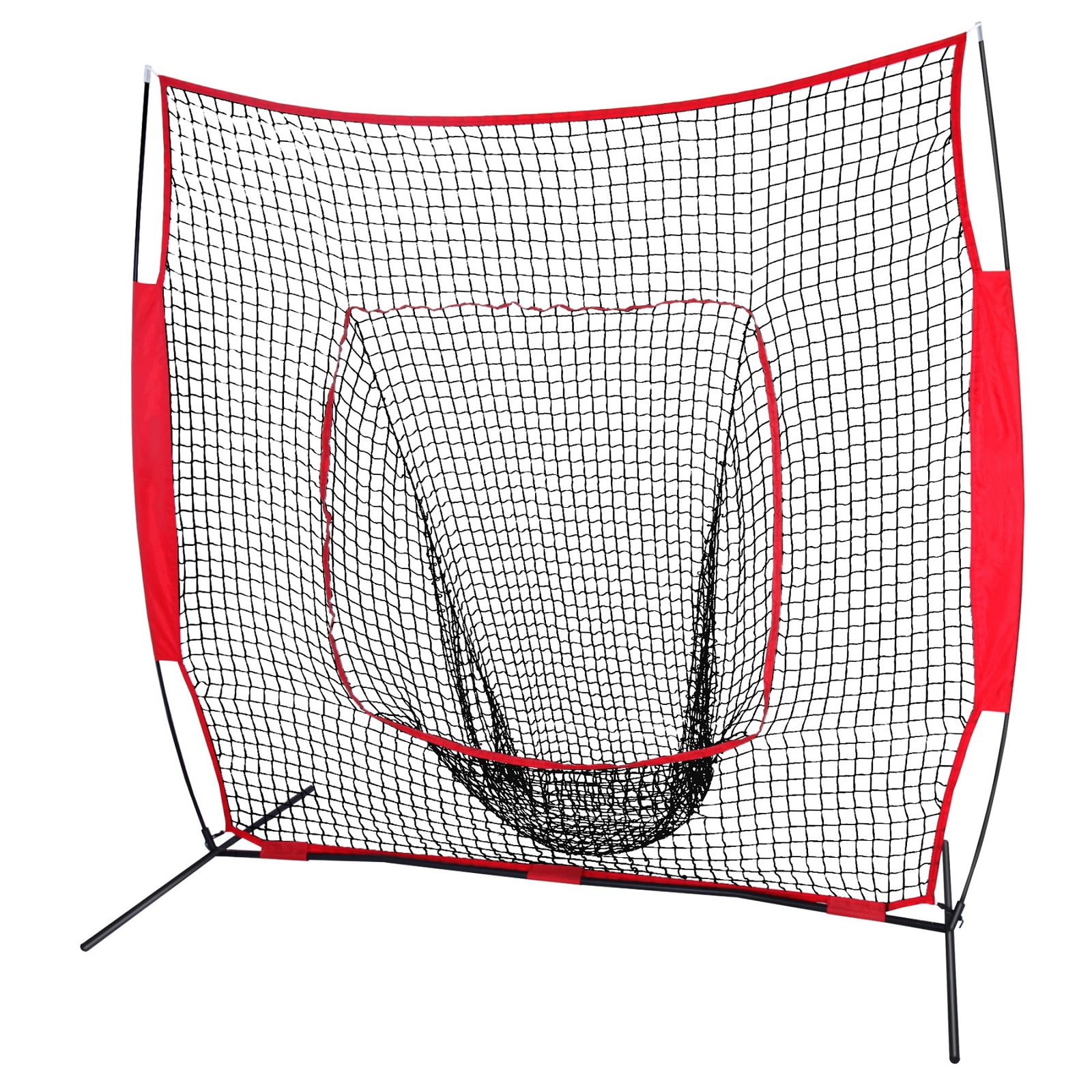 7'×7' Baseball Softball Practice Net Hitting Pitching Net Bow Frame w/Carry Bag