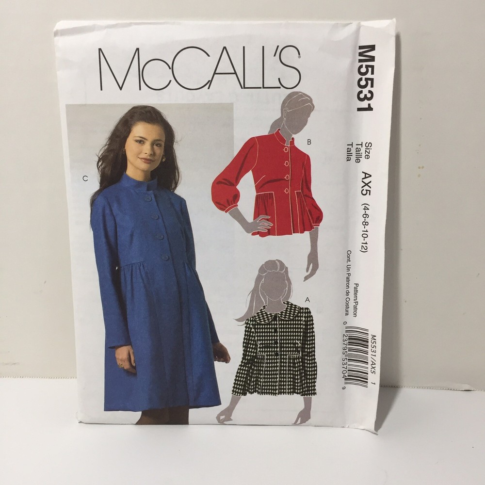 McCall's 5531 Size 4-12 Misses' Lined Jacket and Coat