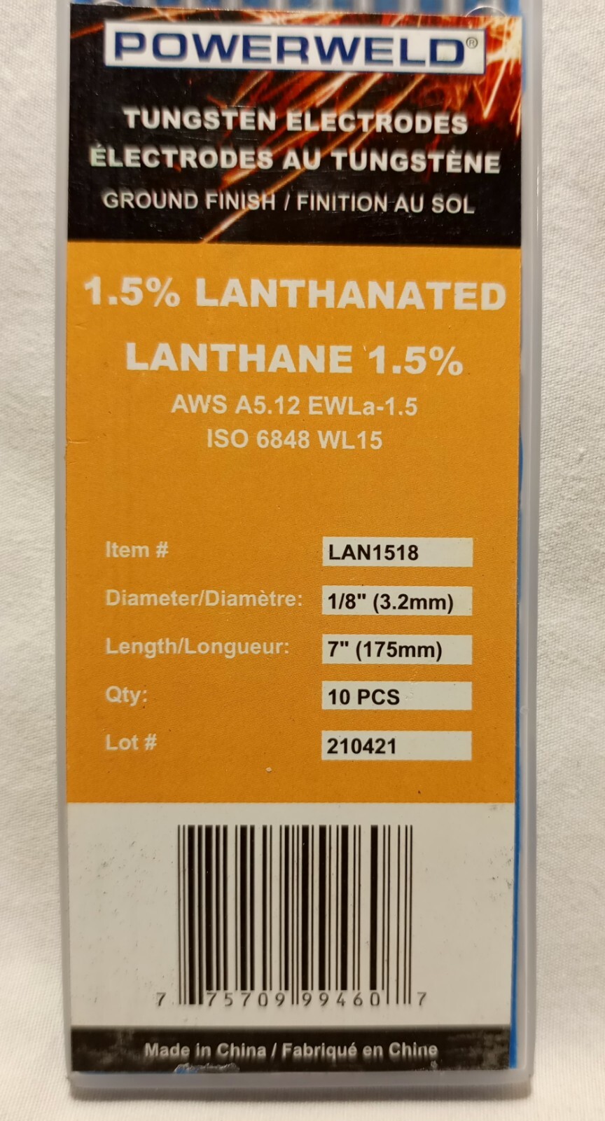 40-Pack 1.5% Lanthanated Tungsten Electrodes 1/8" 3.2mm
