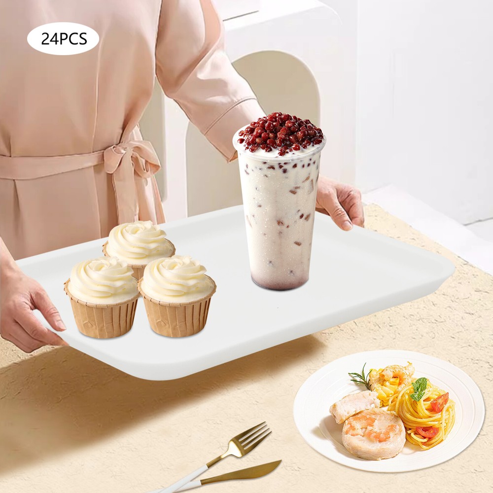 13.39*9.45 in Fast Food Tray, Reusable Multi-Purpose Serving Tray White