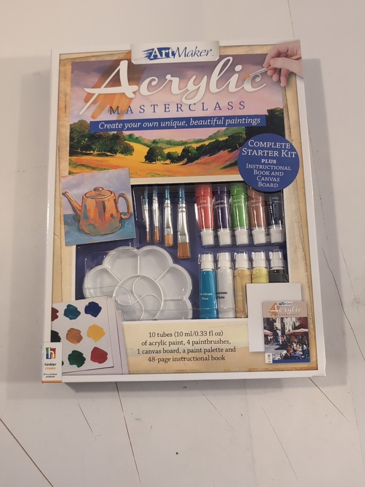 Art Maker Acrylic MASTERCLASS Complete Starter Kit + Instruction Book & Paper