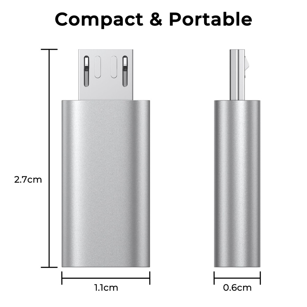 3 Pack USB C to Micro Adapter, Type C Female Male Silver