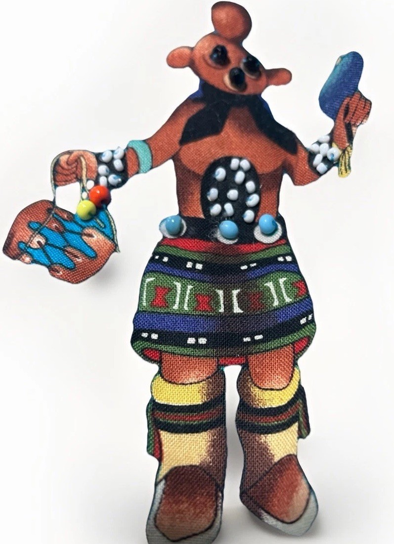 Native American Hopi Beaded Kachina Dolls Quilted Jacket Size XL Handmade